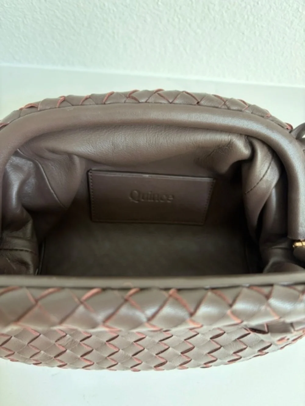 Quince Naomi Handwoven Clutch Dark Brown